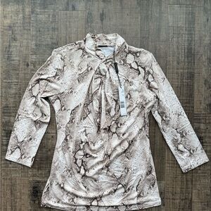Elie Tahari Cream and Brown Snakeskin Blouse